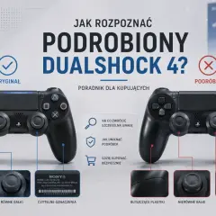 Poradnik dla kupujących: oryginalny DualShock 4 vs podróbka. Zwróć uwagę na matowe wykończenie, równe gałki i czytelne oznaczenia, by uniknąć nieuczciwego przedsiębiorstwa.