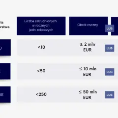 Kryteria podziału mśp: mikro, małe i średnie firmy, z podziałem na liczbę zatrudnionych, obrót roczny lub sumę bilansową.