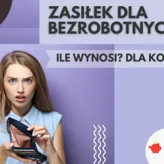 Zasiłek dla bezrobotnych 2026: młoda kobieta z pustym portfelem, pytająca "Ile wynosi? Dla kogo?".