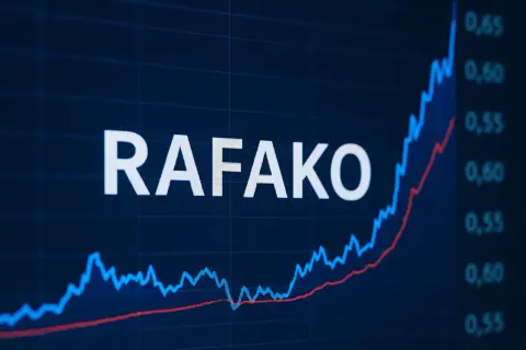 Wykres przedstawiający wzrost notowań RAFAKO. Widać dynamiczny wzrost kursu akcji, co może być dobrym sygnałem dla inwestorów.