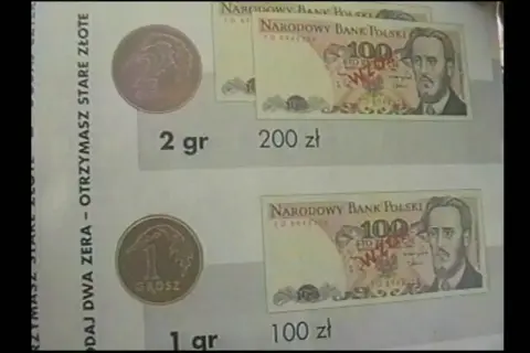Stare banknoty 100 zł i monety groszowe. Widać napis "Otrzymasz stare złote", sugerujący denominację w Polsce.