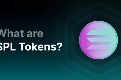 Co to są tokeny SPL? Grafika przedstawia logo Solana i pytanie o tokeny SPL, które są standardem na tej blockchainie.