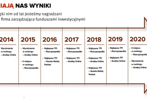 Osiągnięcia firmy od 2013 do 2020 roku, tworzące skarbic stabilnego wzrostu i potwierdzające pozycję lidera.