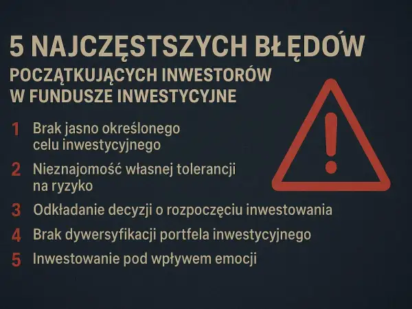 5 błędów początkujących inwestorów: brak celu, ignorowanie ryzyka, zwlekanie, brak dywersyfikacji portfela, emocje. Unikaj ich, budując swoje portfolio.